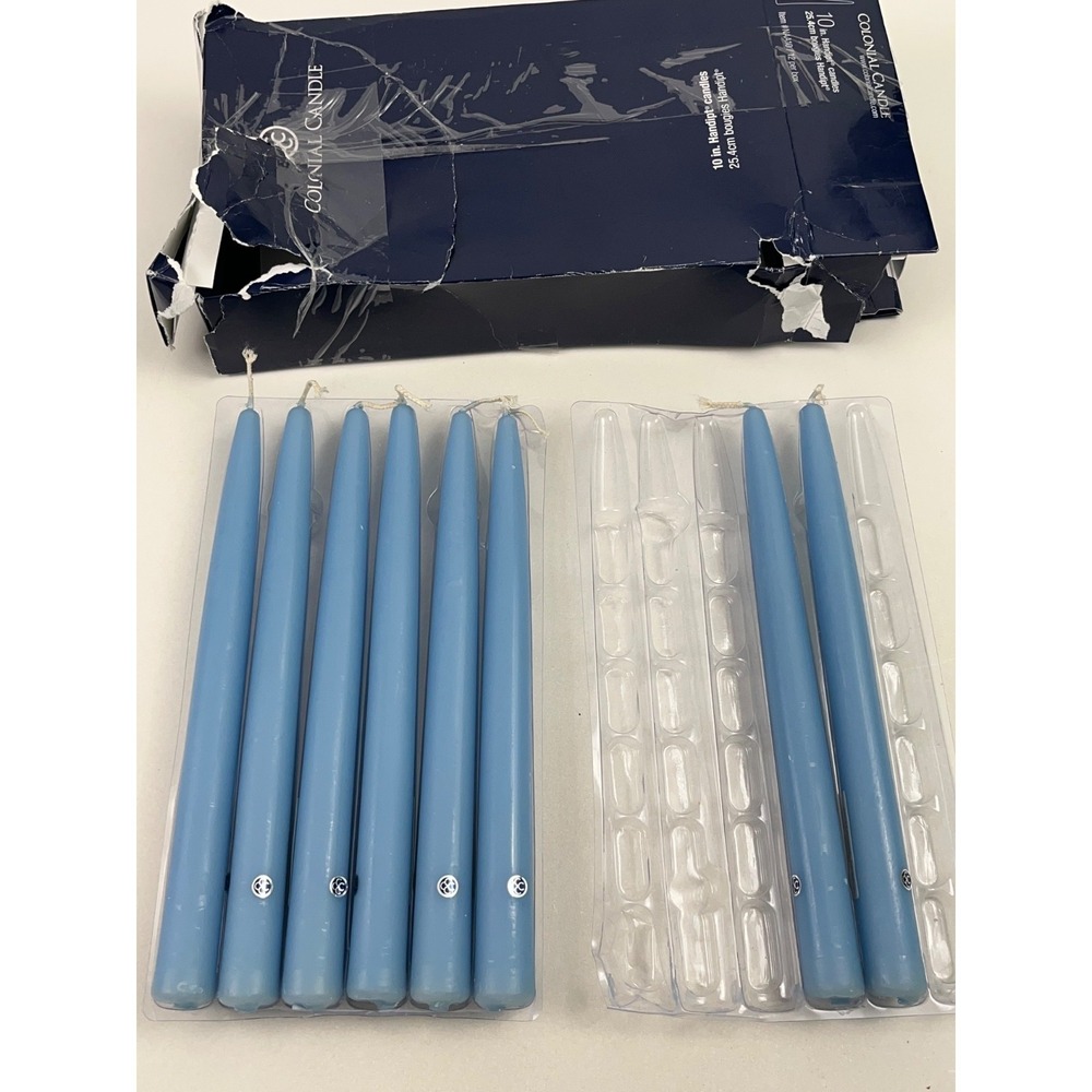 (8) Colonial Candle 10" Handipt Candles Item#NAA10 Coastal Blue - NEW Missing